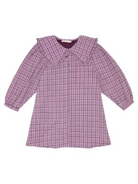 The New Society Girls Anabella Check Dress 16 Sheersucker Peter Pan Collar Pink